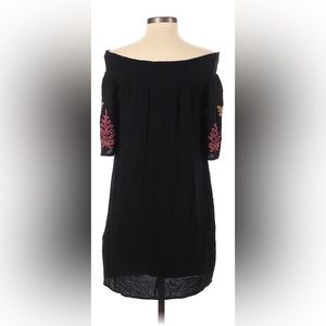 DizzyLizzy Off The Shoulder Embroidered 3/4 Sleeve Dress - Black Size XS